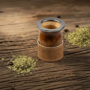 Combo de mate camionero con boquilla de acero inox+ posa mate de cuero crudo