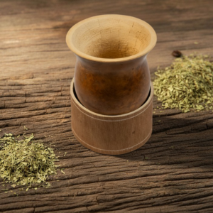 Combo mate camionero + posa mate cuero crudo regulable